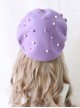 Purple Rabbit Autumn Winter Woolen Cloth Beret Sweet Lolita Hat