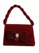 Wine Red Flocking Surface Elegant Classic Lolita Pearl Chain Hand Messenger Bag