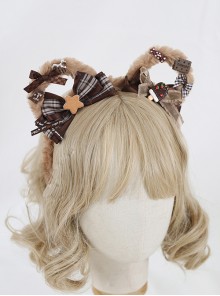 Cute Bowknot Plush Bear Ears Sweet Lolita Headwear