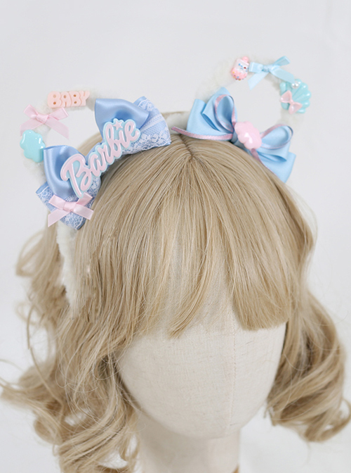 Cute Bowknot Plush Bear Ears Sweet Lolita Headwear