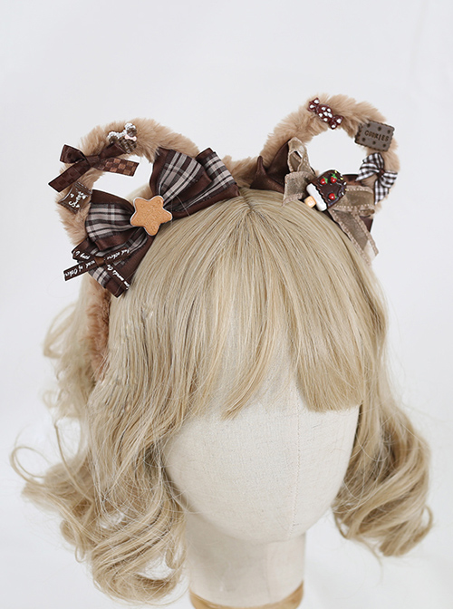 Cute Bowknot Plush Bear Ears Sweet Lolita Headwear