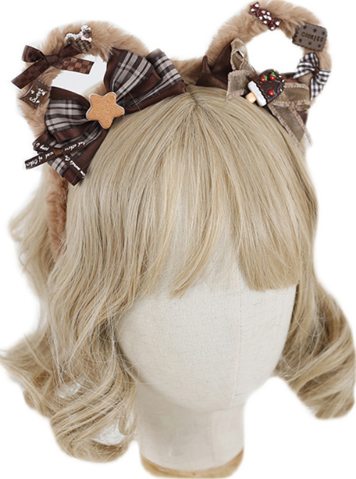 Cute Bowknot Plush Bear Ears Sweet Lolita Headwear