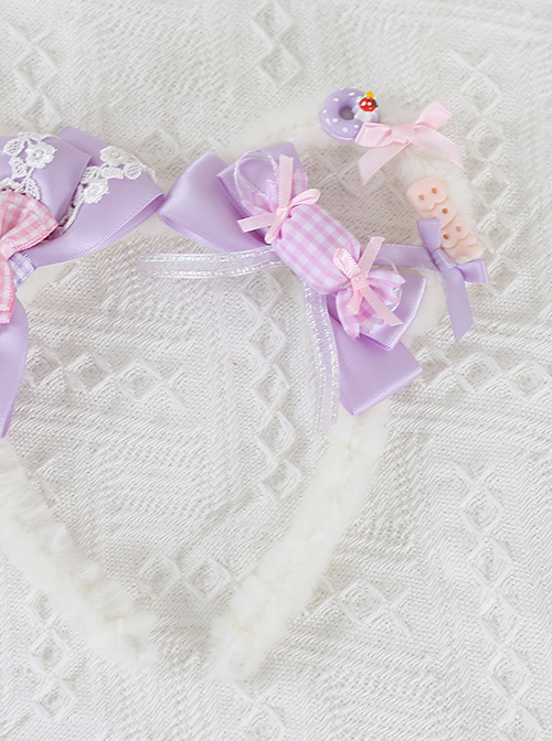 Cute Bowknot Plush Bear Ears Sweet Lolita Headwear