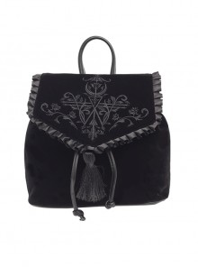 Magic Embroidery Black Velour Bag Gothic Lolita Backpack