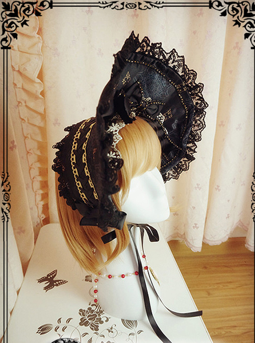 Regal Aristocrat Series Retro Gothic Lolita Black Bonnet