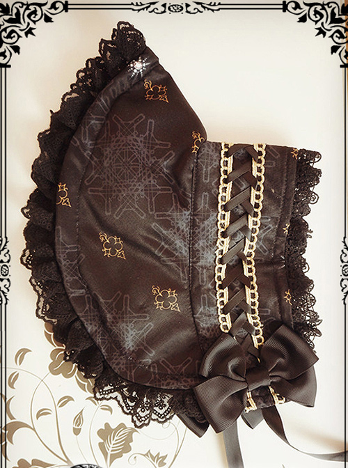 Regal Aristocrat Series Retro Gothic Lolita Black Bonnet