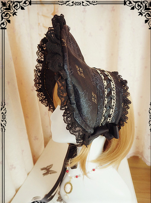 Regal Aristocrat Series Retro Gothic Lolita Black Bonnet