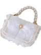 White Tulle Bowknot Elegant Pearl Handbag Metal Chain Shoulder Bag