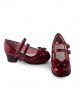 Wine red mirror princess Lolita lovely bow heels
