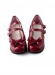 Wine red mirror princess Lolita lovely bow heels