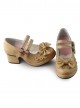 Beige Matt Princess Lolita high heel shoes with cute bows