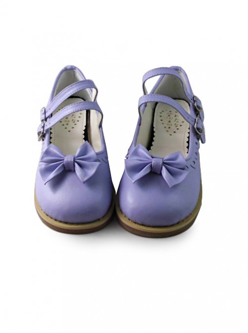 Lolita princess low heels with cute purple bow