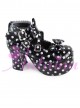 Black Bottom White Wave Point High Heel Bowknot Lolita Princess Shoes