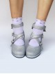 Silver Tiny Flicker Cross Bandage High Heel Bowknot Lolita Princess Shoes