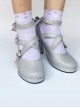 Silver Tiny Flicker Cross Bandage High Heel Bowknot Lolita Princess Shoes