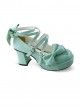 Mint Color Mirror Face Bowknot Sweet Lolita Lovely Doll High Heel Shoes