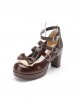 Chocolate Color Lace Bowknot Sweet Lolita Cute Girls High Heel Shoes