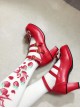 Cute Girls Red Matte Bowknot Clip Sweet Lolita High Heel Shoes