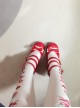 Cute Girls Red Matte Bowknot Clip Sweet Lolita High Heel Shoes