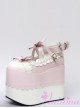 White Lace Pink Bowknot Super High Heel Lolita Platform Shoes