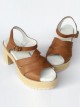 Comfortable Brown Leather Daily High Heel Sandals