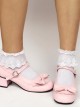 Sweet Lace Bowknot Pink Matte Lolita High Heel Shoes