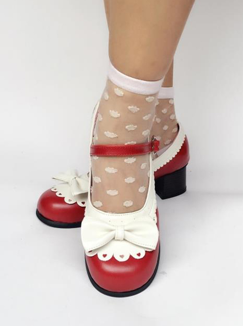 Sweet Lace Bowknot Pink Matte Lolita High Heel Shoes