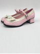 Sweet Lace Bowknot Pink Matte Lolita High Heel Shoes