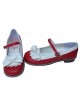 Sweet Lace Bowknot Wine Red And White Lolita High Heel Shoes