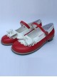 Sweet Lace Bowknot Wine Red And White Lolita High Heel Shoes