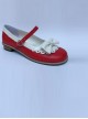 Sweet Lace Bowknot Wine Red And White Lolita High Heel Shoes