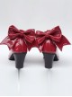 Wine Red Bowknot T-shaped Belt Sweet Lolita High Heel Shoes