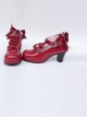 Wine Red Bowknot T-shaped Belt Sweet Lolita High Heel Shoes