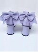 Purple Matte Bowknot T-shaped Belt Sweet Lolita High Heel Shoes