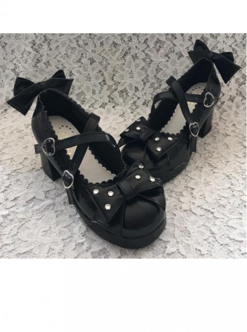 Black Bowknot The Mermaid Princess Sweet Lolita High Heel Shoes