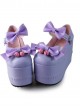 Purple Bowknot Mirror Face Strawberry Bell Super High Heel Lolita Platform Shoes