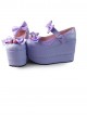 Purple Bowknot Mirror Face Strawberry Bell Super High Heel Lolita Platform Shoes