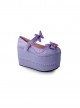 Purple Bowknot Mirror Face Strawberry Bell Super High Heel Lolita Platform Shoes