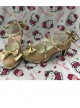 Pearl Strand Gold Flash Bowknot Matte Lolita High Heel Shoes