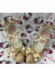 Pearl Strand Gold Flash Bowknot Matte Lolita High Heel Shoes