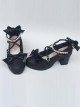 Pearl Strand Black Matte Bowknot Lolita High Heel Shoes