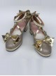 Pearl Strand Gold Bowknot Lolita High Heel Shoes