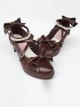 Pearl Strand Chocolate Color Bowknot Lolita High Heel Shoes