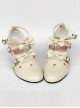 Hollow Out Heart-shaped Apricot Mirror Face Bowknot Lolita High Heel Shoes