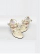 Hollow Out Heart-shaped Apricot Mirror Face Bowknot Lolita High Heel Shoes