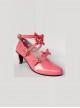 Hollow Out Heart-shaped Watermelon Red Mirror Face Bowknot Lolita High Heel Shoes
