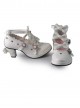 Hollow Out Heart-shaped Ivory Mirror Face Bowknot Lolita High Heel Shoes
