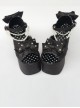 Bead Chain Black Sequins Bowknot Lolita Super High Heel Sandals