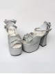 Bead Chain Silvery Sequins Bowknot Lolita Super High Heel Sandals