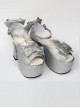 Bead Chain Silvery Sequins Bowknot Lolita Super High Heel Sandals